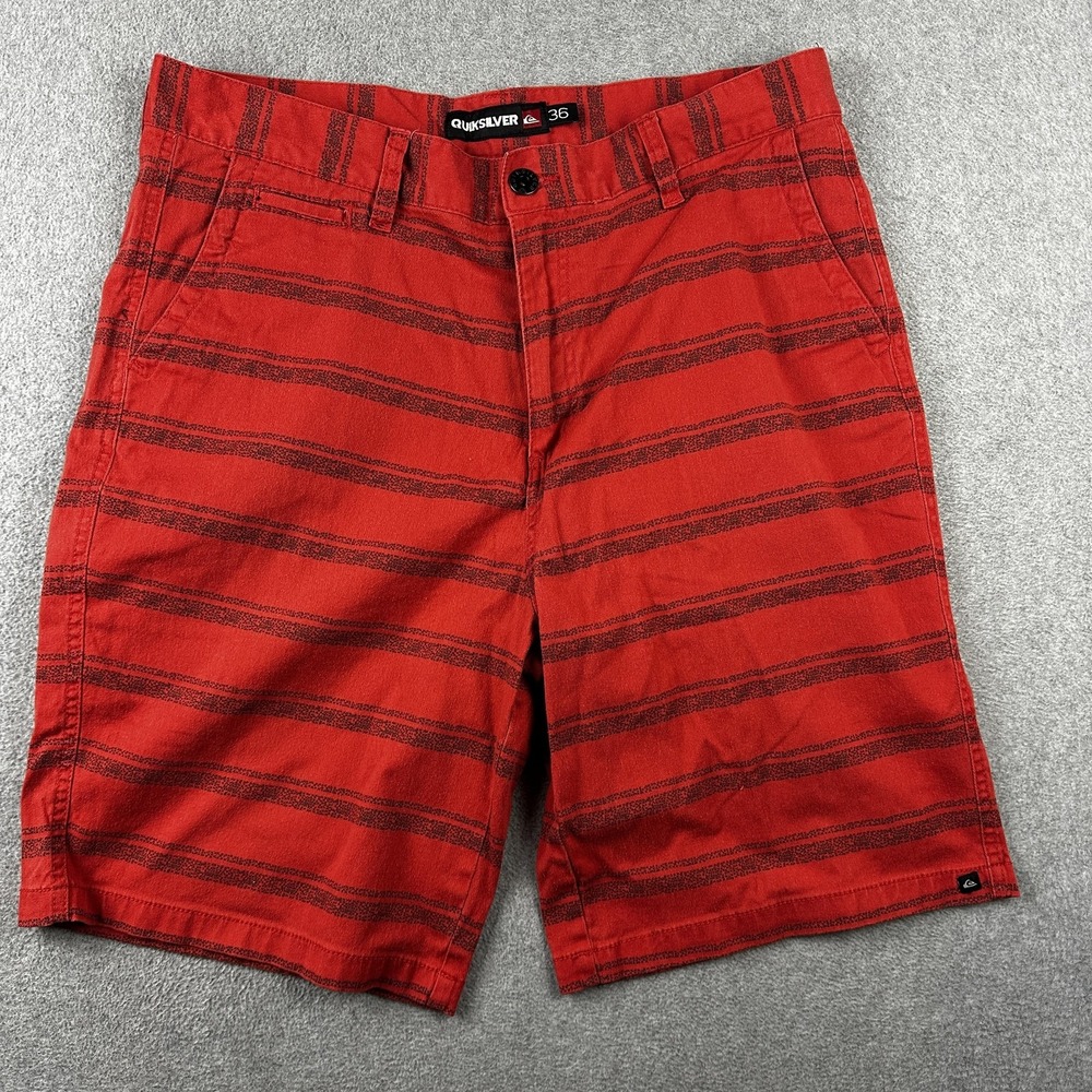 Quiksilver Shorts Mens 36 Red QS Union Surplus Striped Chino Walk Casual Stretch